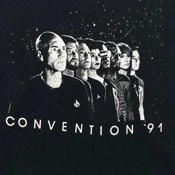 Vintage Star Trek Convention 91 Sweatshirt Jerzees XL Crewneck Black Made in USA - Picture 2 of 8